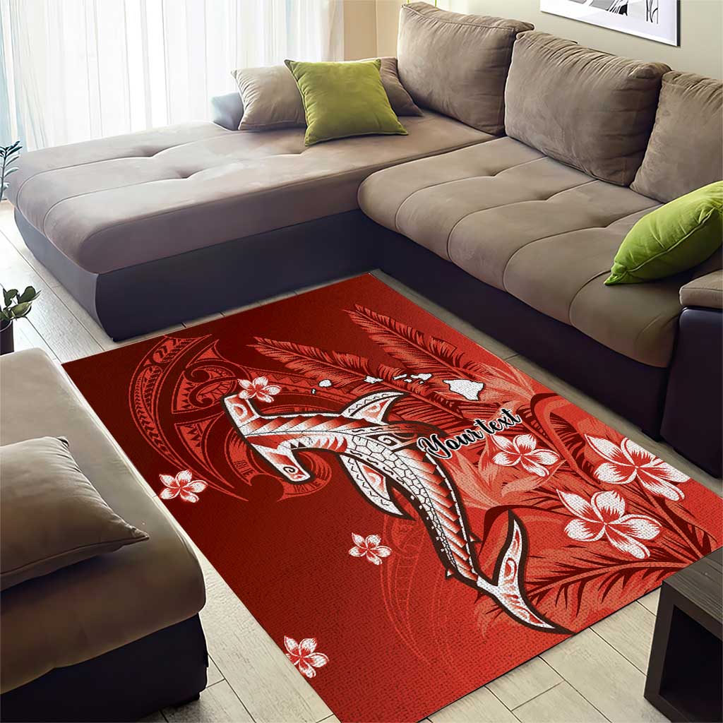 Personalized Hawaiian Maori Hammerhead Shark Area Rug Ulaula Plumeria LT9 - Polynesian Pride