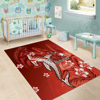 Personalized Hawaiian Maori Hammerhead Shark Area Rug Ulaula Plumeria LT9 - Polynesian Pride