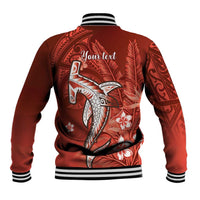 Personalized Hawaiian Maori Hammerhead Shark Baseball Jacket Ulaula Plumeria LT9 - Polynesian Pride