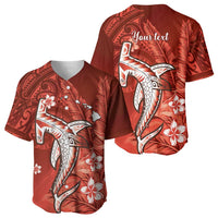 Personalized Hawaiian Maori Hammerhead Shark Baseball Jersey Ulaula Plumeria LT9 - Polynesian Pride