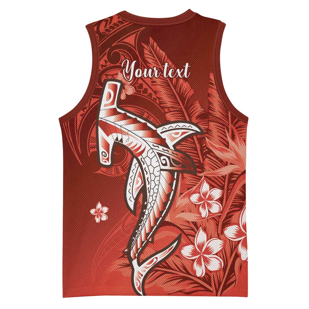 Personalized Hawaiian Maori Hammerhead Shark Basketball Jersey Ulaula Plumeria LT9 - Polynesian Pride