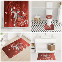 Personalized Hawaiian Maori Hammerhead Shark Bathroom Set Ulaula Plumeria LT9 - Polynesian Pride