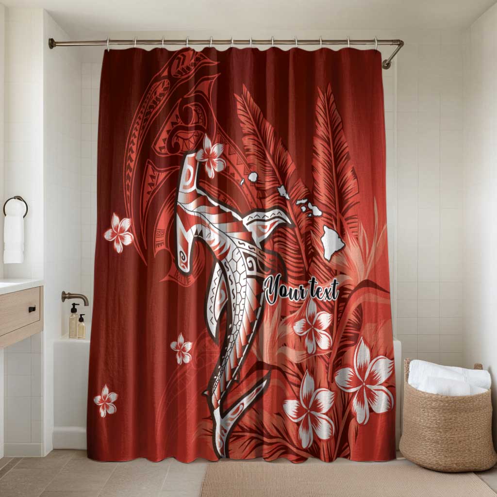 Personalized Hawaiian Maori Hammerhead Shark Bathroom Set Ulaula Plumeria LT9 Shower Curtain Only Red - Polynesian Pride