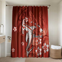 Personalized Hawaiian Maori Hammerhead Shark Bathroom Set Ulaula Plumeria LT9 Shower Curtain Only Red - Polynesian Pride