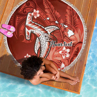 Personalized Hawaiian Maori Hammerhead Shark Beach Blanket Ulaula Plumeria LT9 - Polynesian Pride