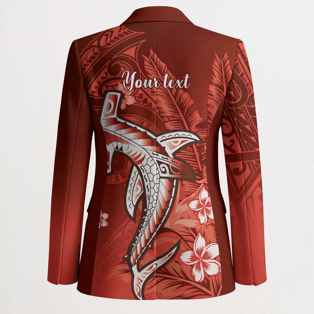 Personalized Hawaiian Maori Hammerhead Shark Blazer Ulaula Plumeria LT9 - Polynesian Pride