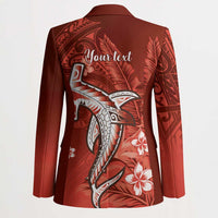 Personalized Hawaiian Maori Hammerhead Shark Blazer Ulaula Plumeria LT9 - Polynesian Pride