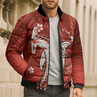 Personalized Hawaiian Maori Hammerhead Shark Bomber Puffer Jacket Ulaula Plumeria LT9 - Polynesian Pride