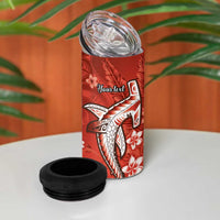 Personalized Hawaiian Maori Hammerhead Shark 4 in 1 Can Cooler Tumbler Ulaula Plumeria LT9 - Polynesian Pride