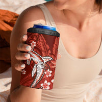 Personalized Hawaiian Maori Hammerhead Shark 4 in 1 Can Cooler Tumbler Ulaula Plumeria LT9 - Polynesian Pride