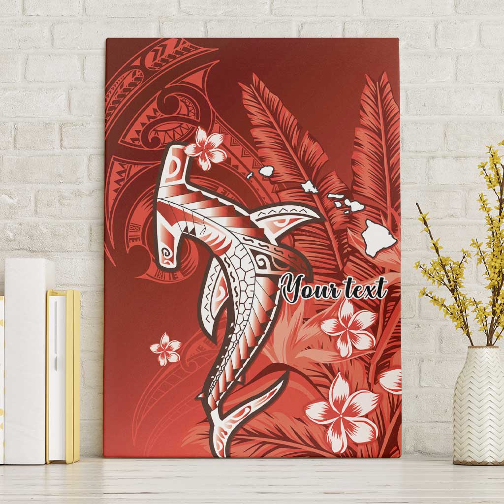 Personalized Hawaiian Maori Hammerhead Shark Canvas Wall Art Ulaula Plumeria LT9 Without Frame Red - Polynesian Pride