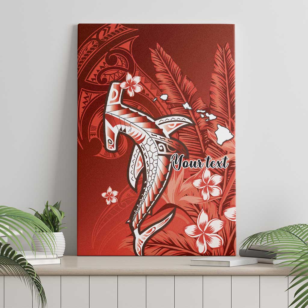 Personalized Hawaiian Maori Hammerhead Shark Canvas Wall Art Ulaula Plumeria LT9 - Polynesian Pride
