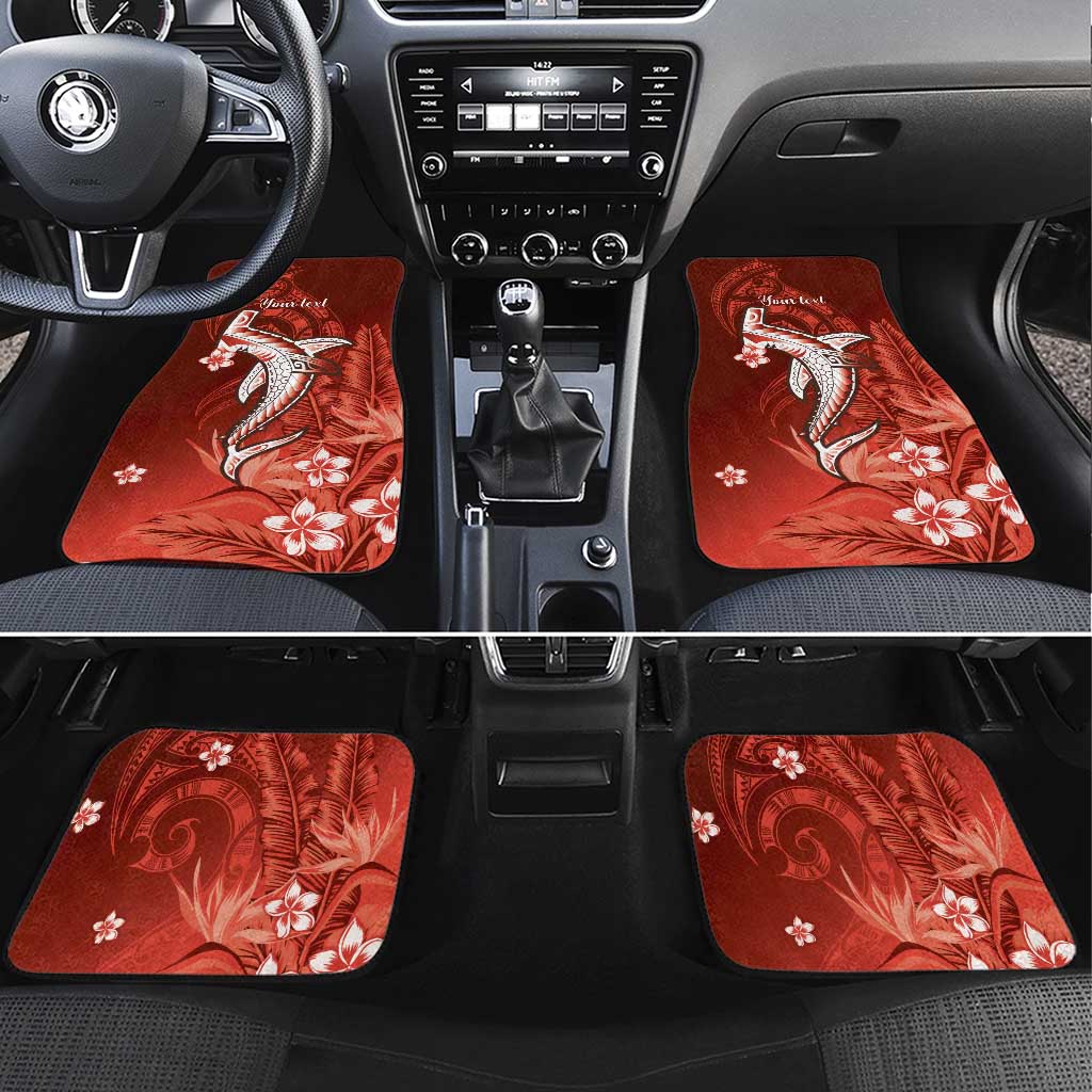 Personalized Hawaiian Maori Hammerhead Shark Car Mats Ulaula Plumeria - Polynesian Pride