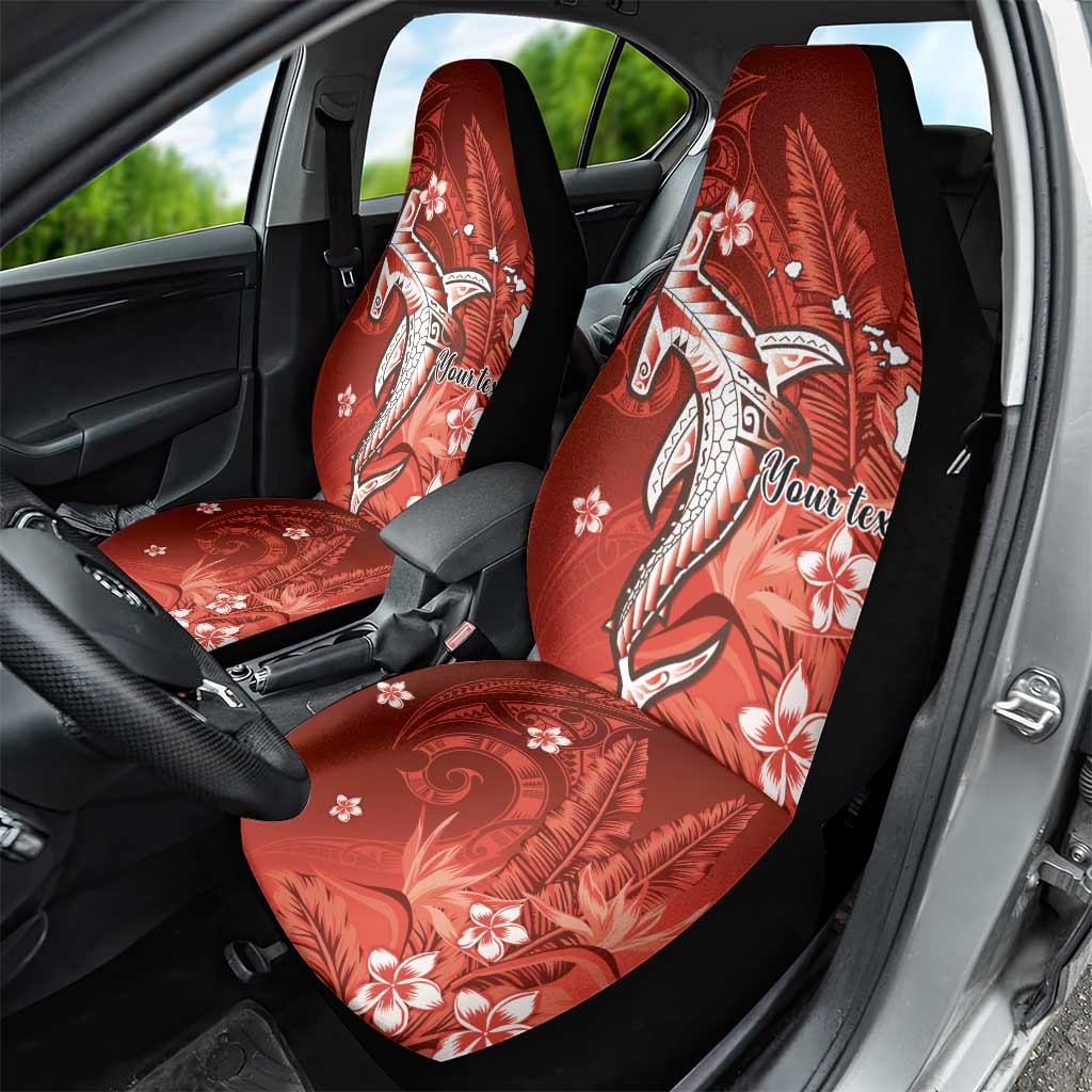 Personalized Hawaiian Maori Hammerhead Shark Car Seat Cover Ulaula Plumeria LT9 - Polynesian Pride