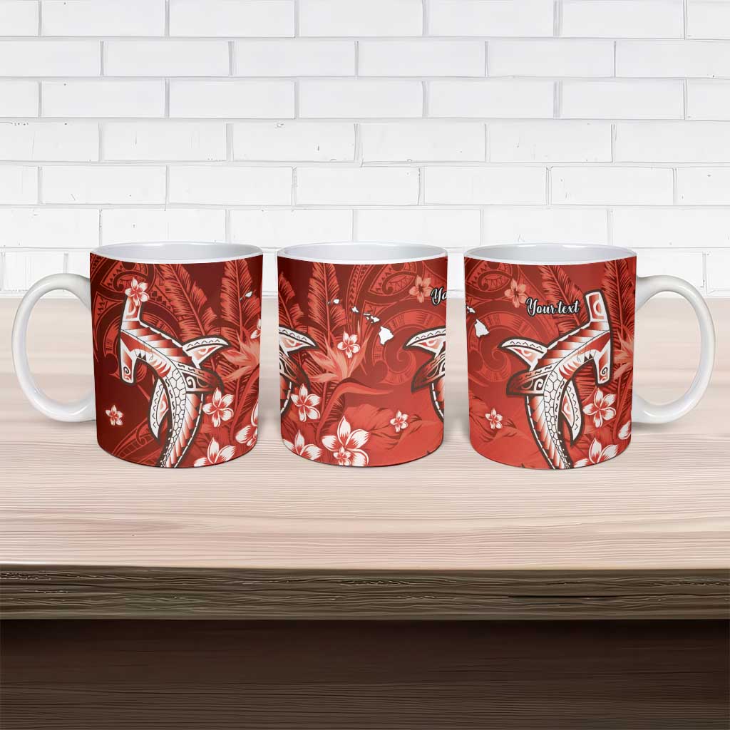 Personalized Hawaiian Maori Hammerhead Shark Ceramic Mug Ulaula Plumeria LT9 - Polynesian Pride