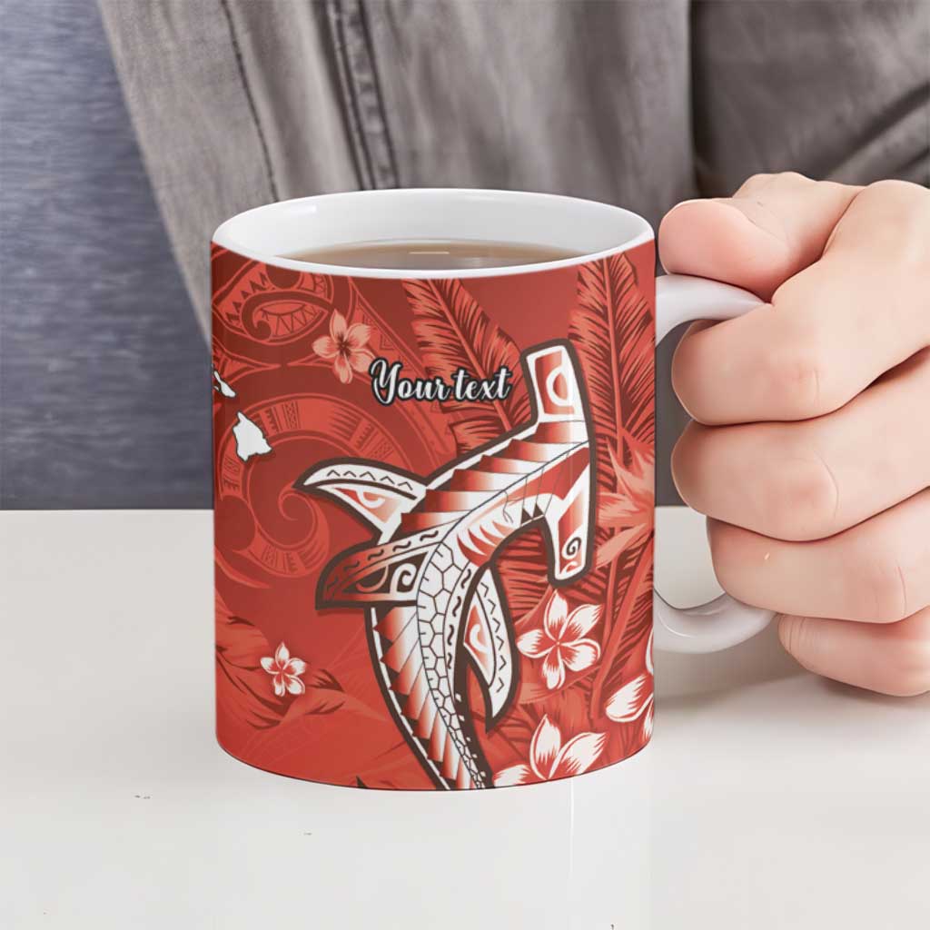 Personalized Hawaiian Maori Hammerhead Shark Ceramic Mug Ulaula Plumeria LT9 - Polynesian Pride