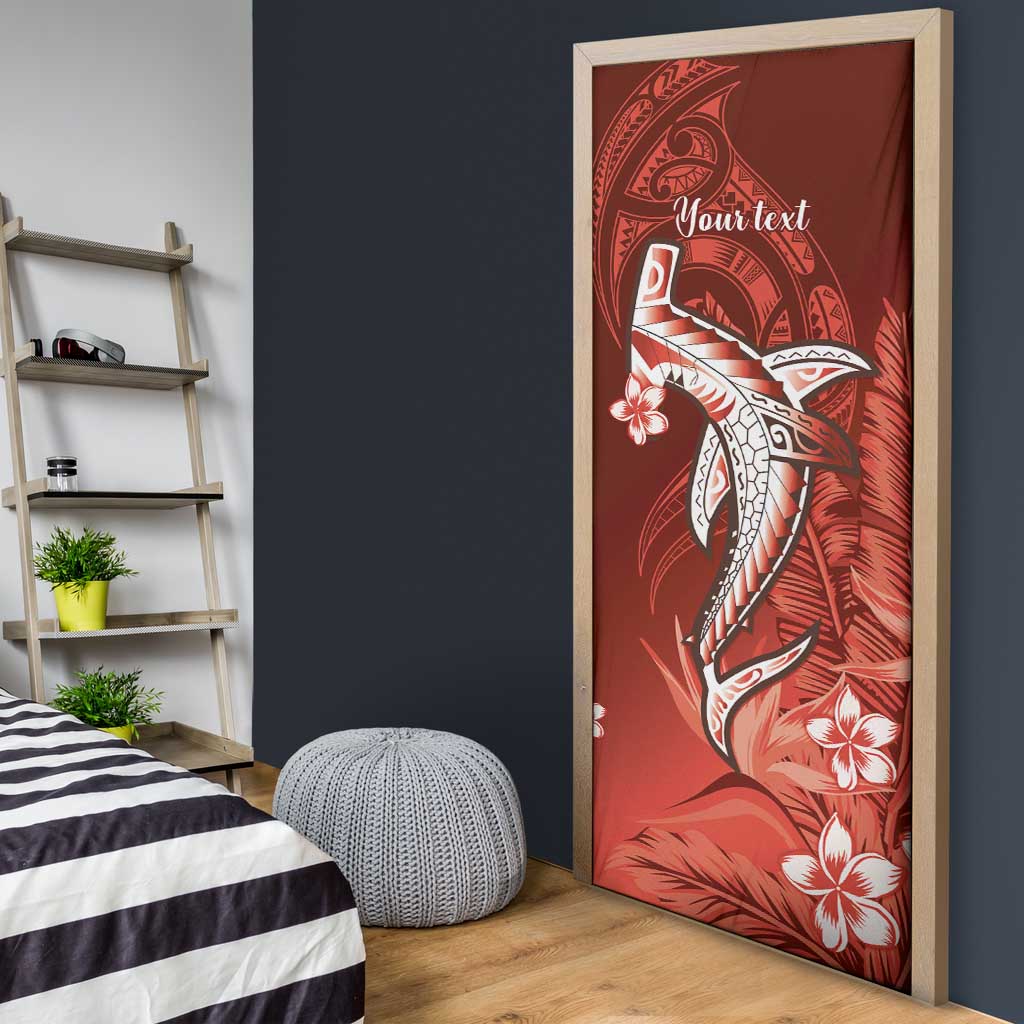 Personalized Hawaiian Maori Hammerhead Shark Door Cover Ulaula Plumeria LT9 - Polynesian Pride