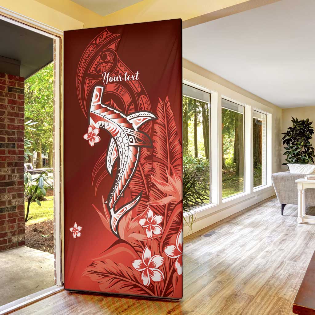 Personalized Hawaiian Maori Hammerhead Shark Door Cover Ulaula Plumeria LT9 - Polynesian Pride
