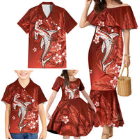 Personalized Hawaiian Maori Hammerhead Shark Family Matching Mermaid Dress and Hawaiian Shirt Ulaula Plumeria - Polynesian Pride