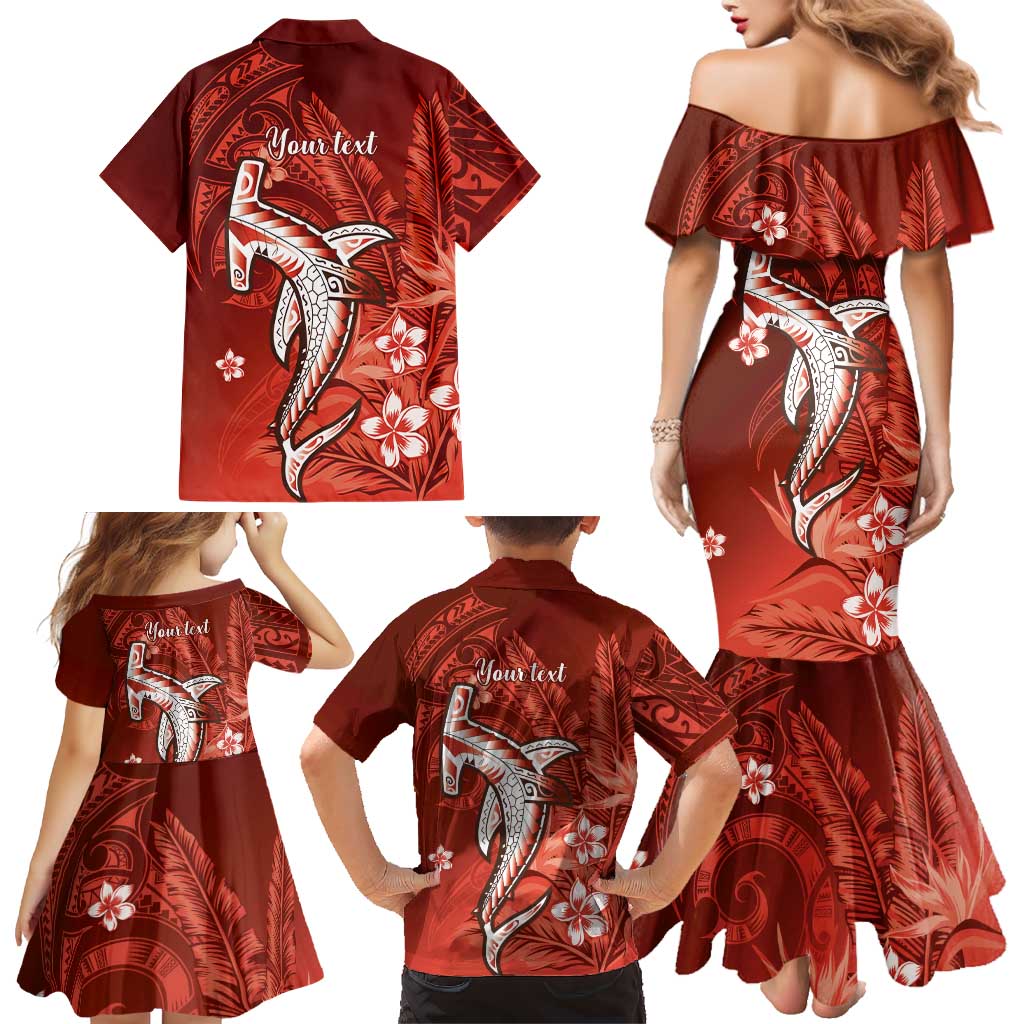 Personalized Hawaiian Maori Hammerhead Shark Family Matching Mermaid Dress and Hawaiian Shirt Ulaula Plumeria - Polynesian Pride