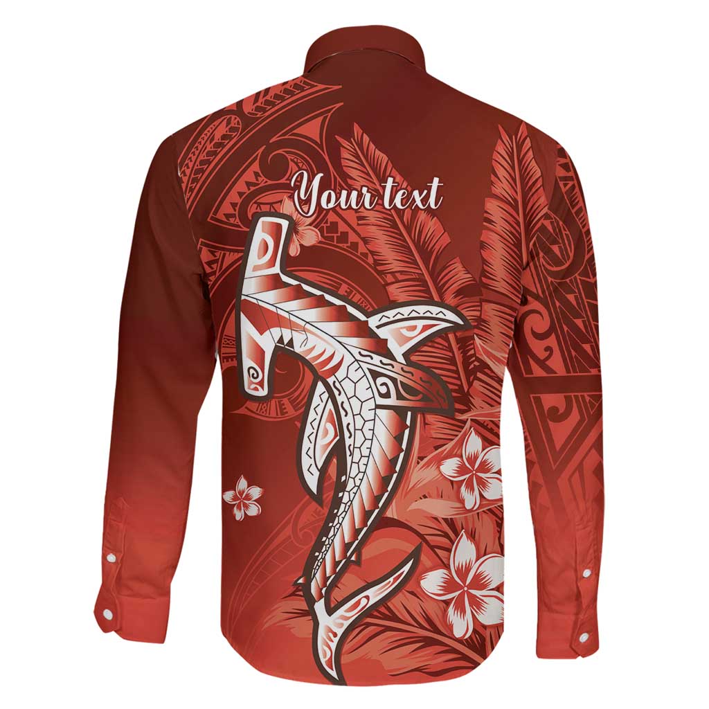 Personalized Hawaiian Maori Hammerhead Shark Family Matching Off The Shoulder Long Sleeve Dress and Hawaiian Shirt Ulaula Plumeria - Polynesian Pride