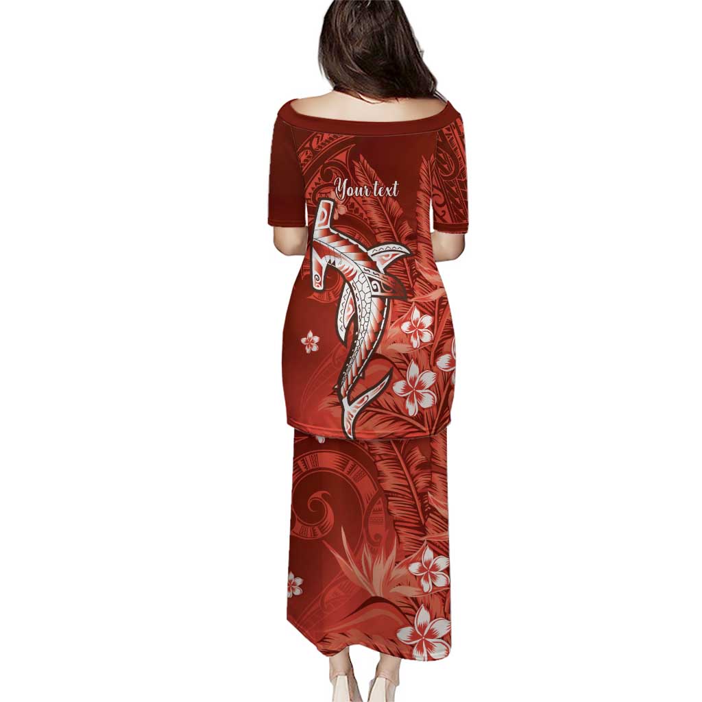 Personalized Hawaiian Maori Hammerhead Shark Family Matching Puletasi and Hawaiian Shirt Ulaula Plumeria - Polynesian Pride