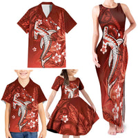 Personalized Hawaiian Maori Hammerhead Shark Family Matching Tank Maxi Dress and Hawaiian Shirt Ulaula Plumeria - Polynesian Pride