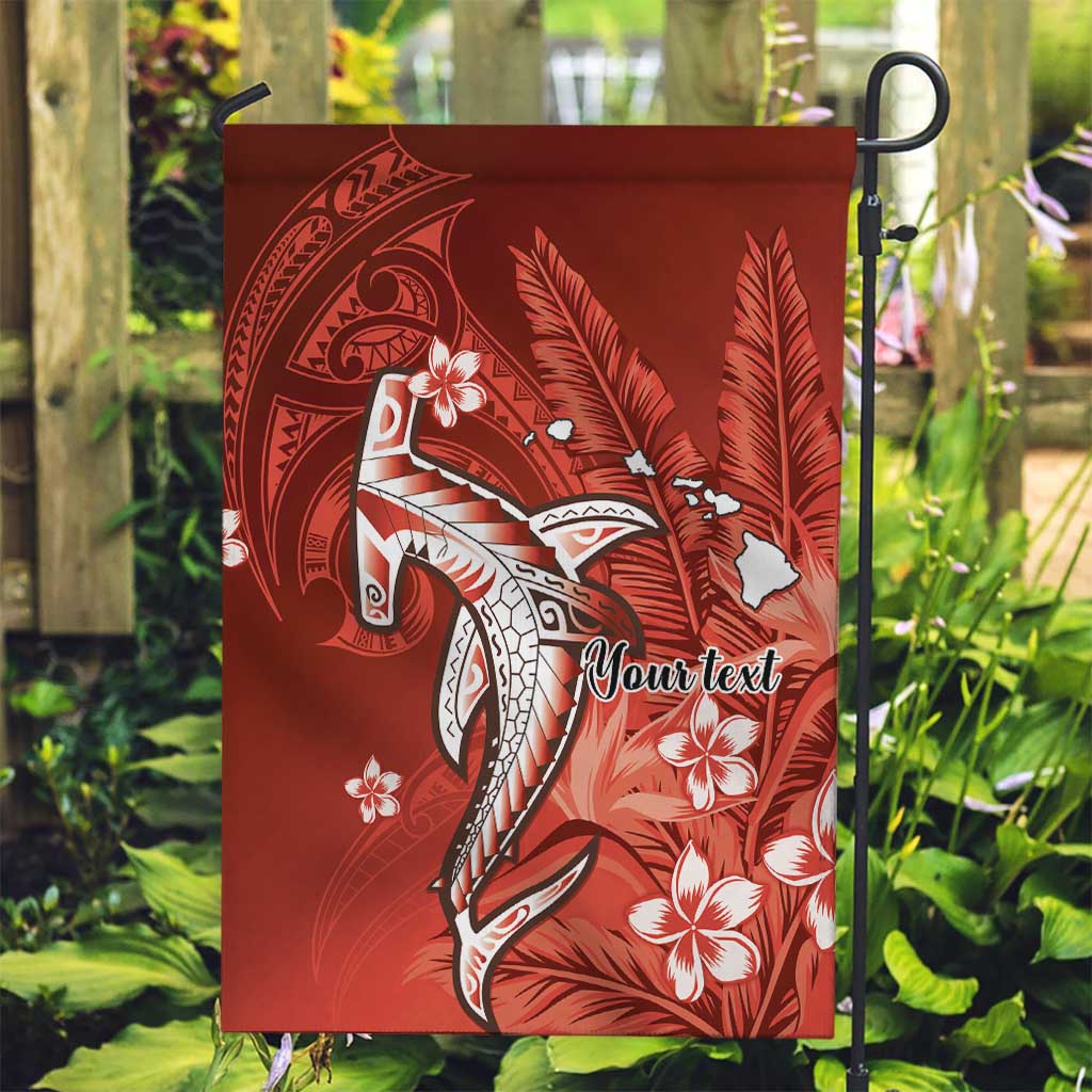 Personalized Hawaiian Maori Hammerhead Shark Garden Flag Ulaula Plumeria LT9 Garden Flag Red - Polynesian Pride