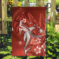 Personalized Hawaiian Maori Hammerhead Shark Garden Flag Ulaula Plumeria LT9 Garden Flag Red - Polynesian Pride