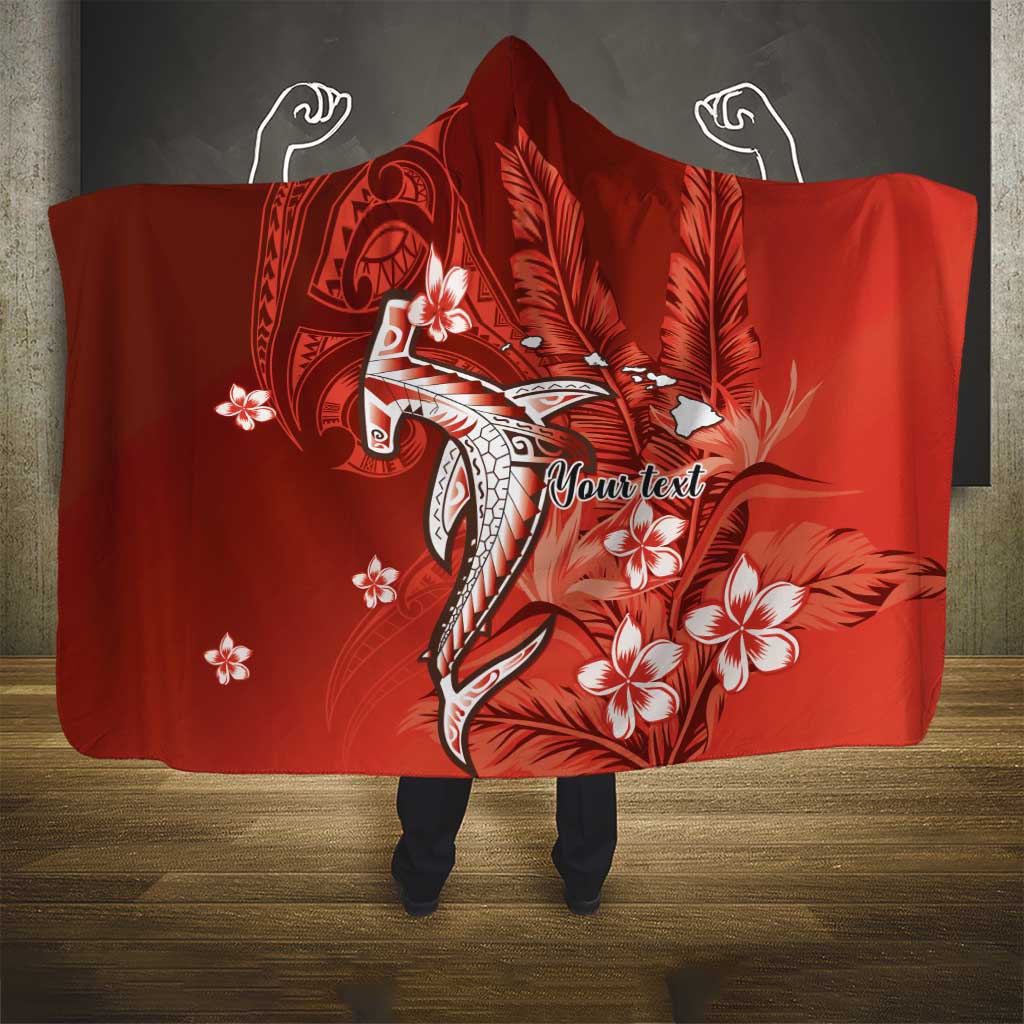 Personalized Hawaiian Maori Hammerhead Shark Hooded Blanket Ulaula Plumeria LT9 - Polynesian Pride