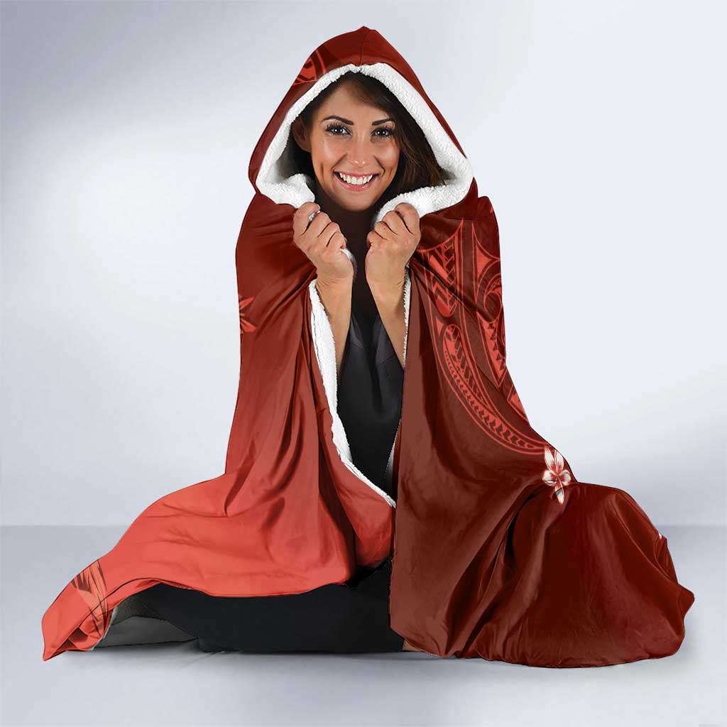 Personalized Hawaiian Maori Hammerhead Shark Hooded Blanket Ulaula Plumeria LT9 - Polynesian Pride