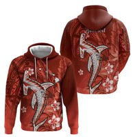 Personalized Hawaiian Maori Hammerhead Shark Hoodie Ulaula Plumeria - Polynesian Pride