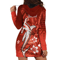 Personalized Hawaiian Maori Hammerhead Shark Hoodie Dress Ulaula Plumeria - Polynesian Pride