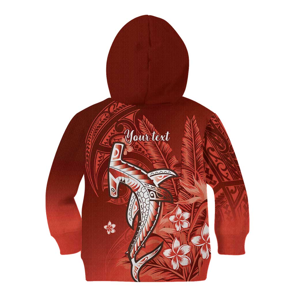 Personalized Hawaiian Maori Hammerhead Shark Kid Hoodie Ulaula Plumeria LT9 - Polynesian Pride