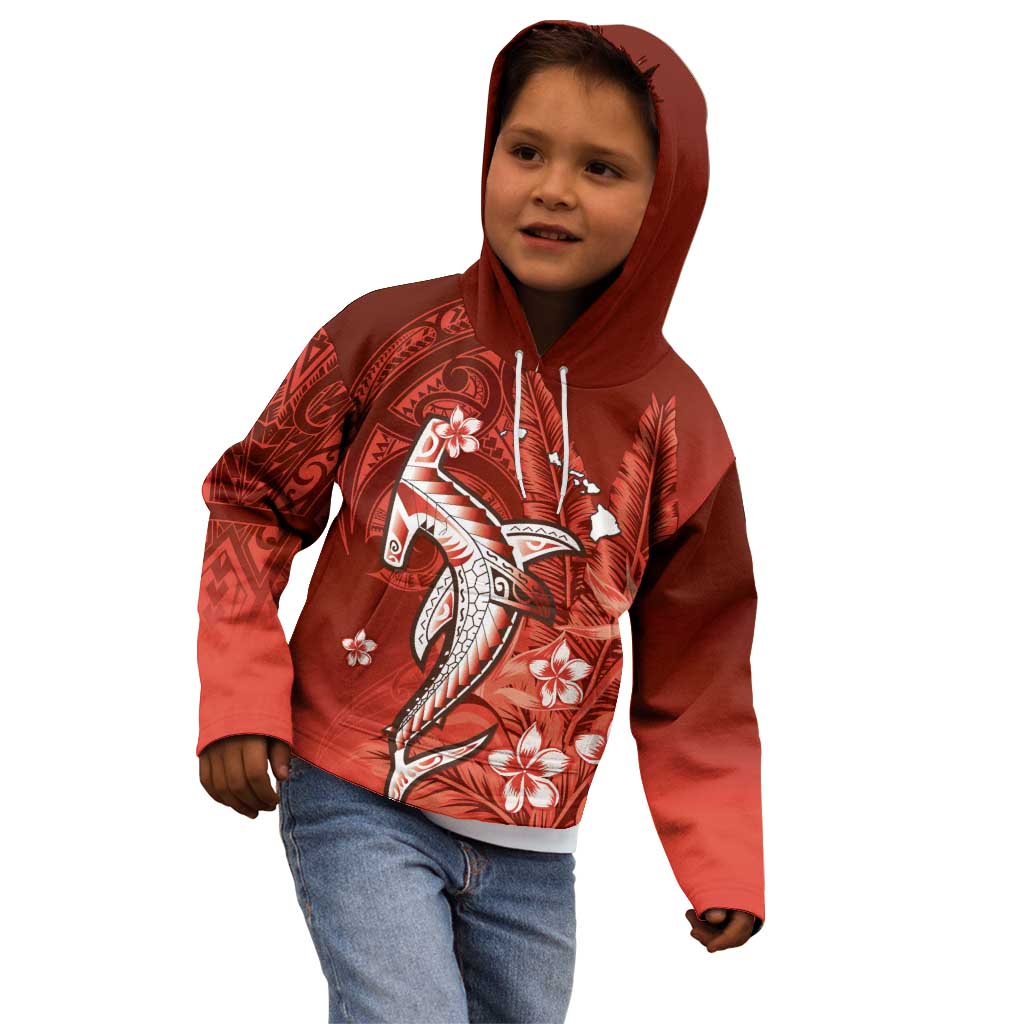 Personalized Hawaiian Maori Hammerhead Shark Kid Hoodie Ulaula Plumeria LT9 - Polynesian Pride