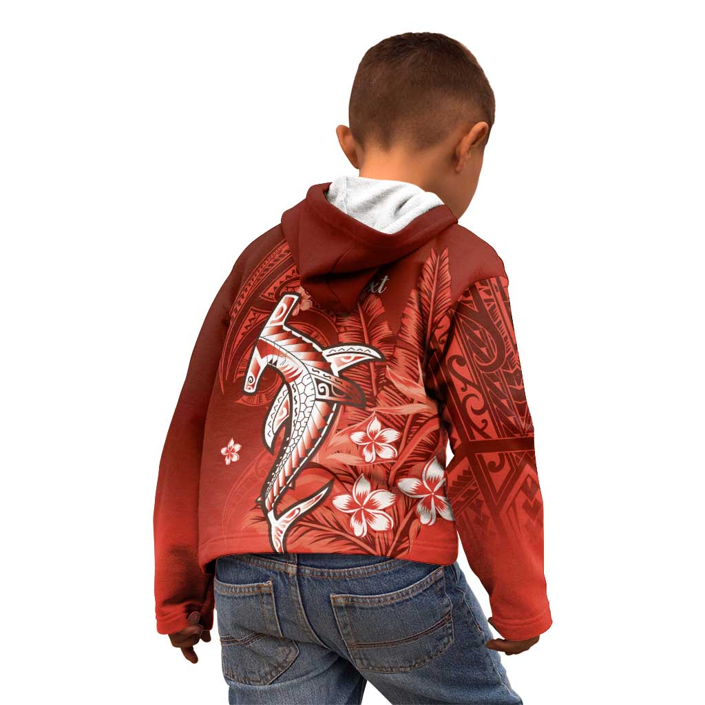 Personalized Hawaiian Maori Hammerhead Shark Kid Hoodie Ulaula Plumeria LT9 - Polynesian Pride