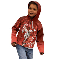 Personalized Hawaiian Maori Hammerhead Shark Kid Hoodie Ulaula Plumeria LT9 - Polynesian Pride