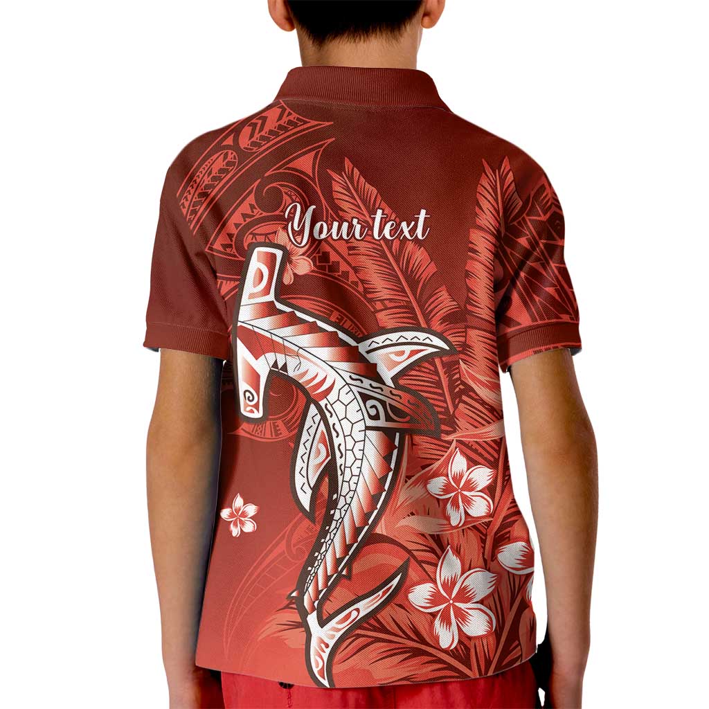 Personalized Hawaiian Maori Hammerhead Shark Kid Polo Shirt Ulaula Plumeria LT9 - Polynesian Pride
