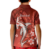 Personalized Hawaiian Maori Hammerhead Shark Kid Polo Shirt Ulaula Plumeria LT9 - Polynesian Pride
