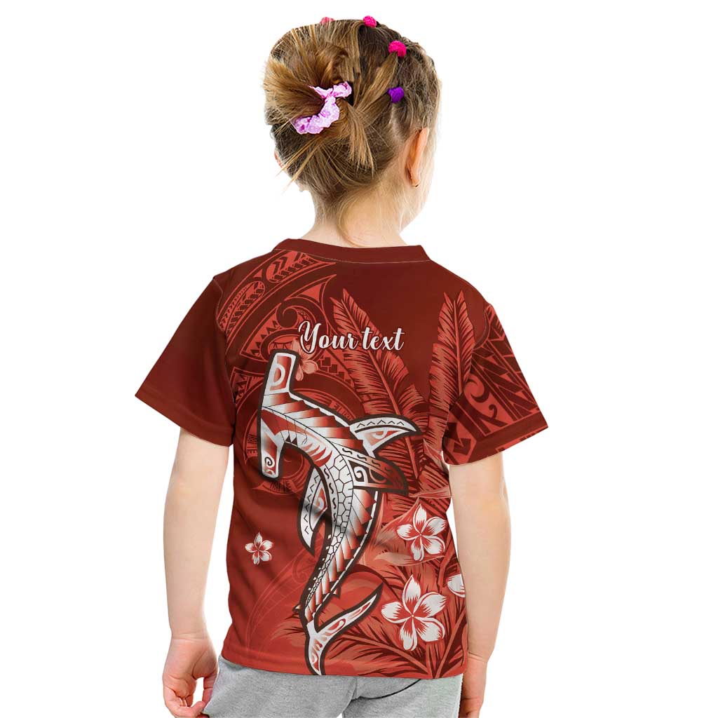 Personalized Hawaiian Maori Hammerhead Shark Kid T Shirt Ulaula Plumeria LT9 - Polynesian Pride