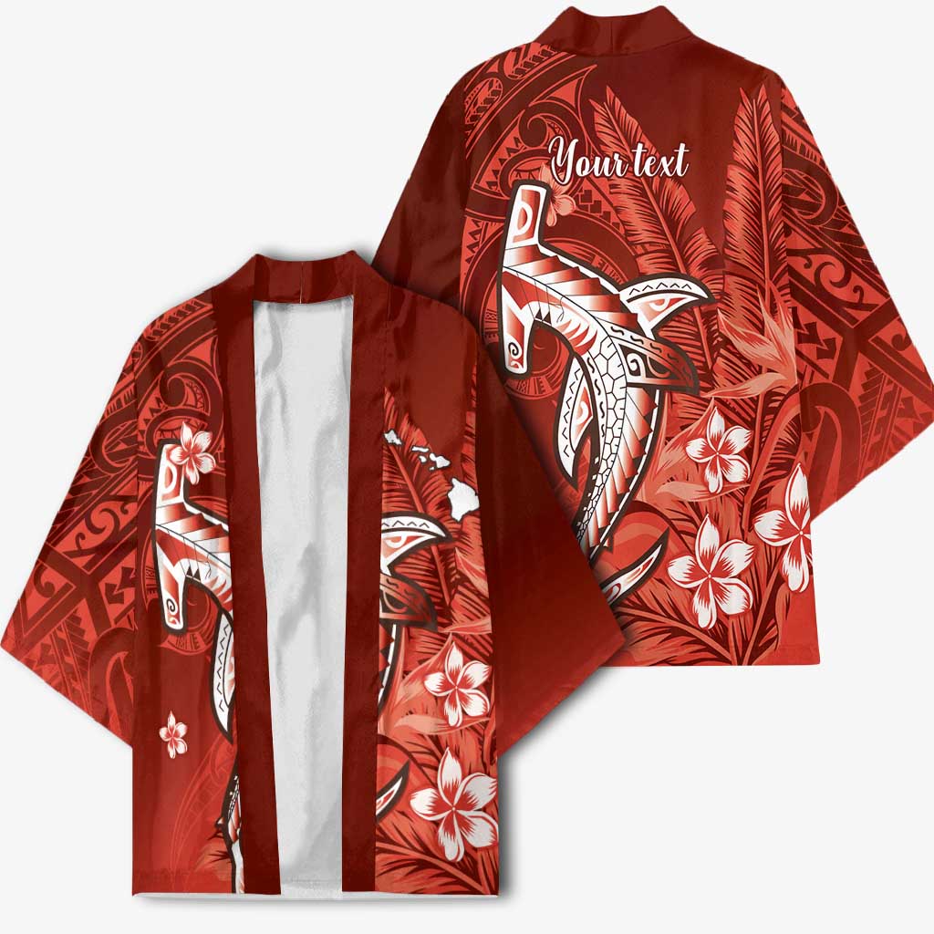 Personalized Hawaiian Maori Hammerhead Shark Kimono Ulaula Plumeria LT9 - Polynesian Pride