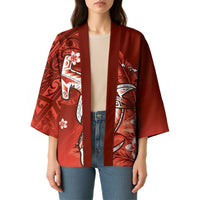 Personalized Hawaiian Maori Hammerhead Shark Kimono Ulaula Plumeria LT9 - Polynesian Pride