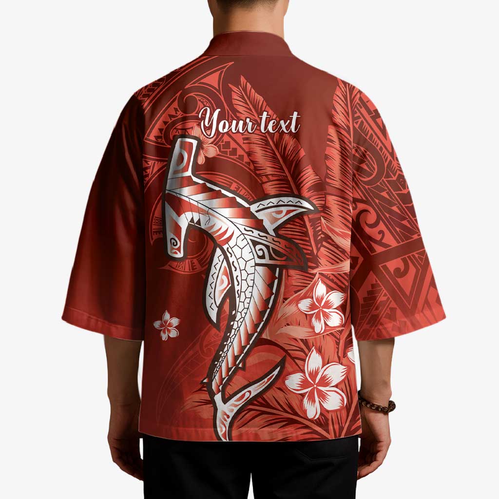 Personalized Hawaiian Maori Hammerhead Shark Kimono Ulaula Plumeria LT9 - Polynesian Pride
