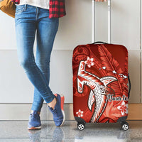 Personalized Hawaiian Maori Hammerhead Shark Luggage Cover Ulaula Plumeria LT9 - Polynesian Pride