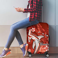 Personalized Hawaiian Maori Hammerhead Shark Luggage Cover Ulaula Plumeria LT9 - Polynesian Pride