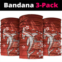 Personalized Hawaiian Maori Hammerhead Shark Neck Gaiter Ulaula Plumeria LT9 package One Size: 25*50cm Red - Polynesian Pride