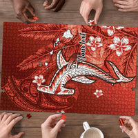 Personalized Hawaiian Maori Hammerhead Shark Puzzle Ulaula Plumeria LT9 - Polynesian Pride