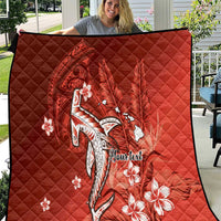 Personalized Hawaiian Maori Hammerhead Shark Quilt Ulaula Plumeria - Polynesian Pride