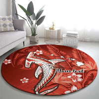 Personalized Hawaiian Maori Hammerhead Shark Round Carpet Ulaula Plumeria LT9 - Polynesian Pride