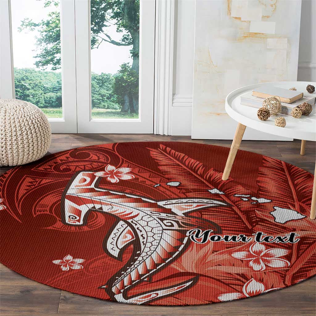 Personalized Hawaiian Maori Hammerhead Shark Round Carpet Ulaula Plumeria LT9 - Polynesian Pride